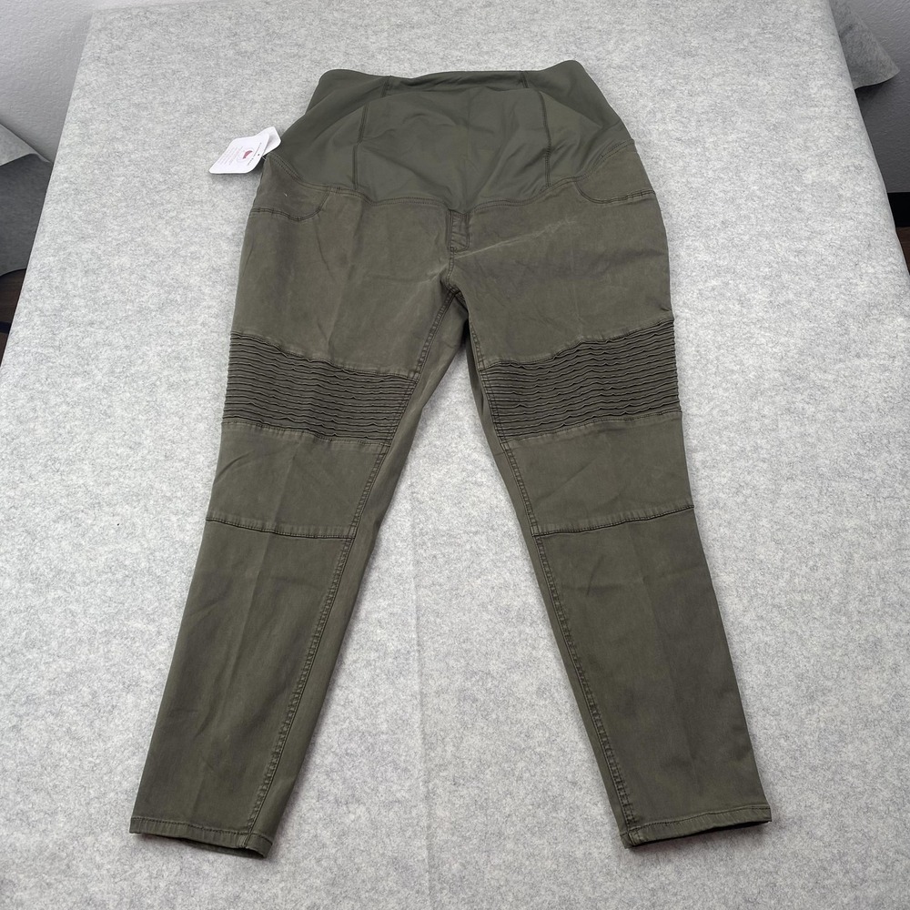 Isabel Maternity Jegging Pants Womens 18 (45x28) Green Moto Straight Stretch